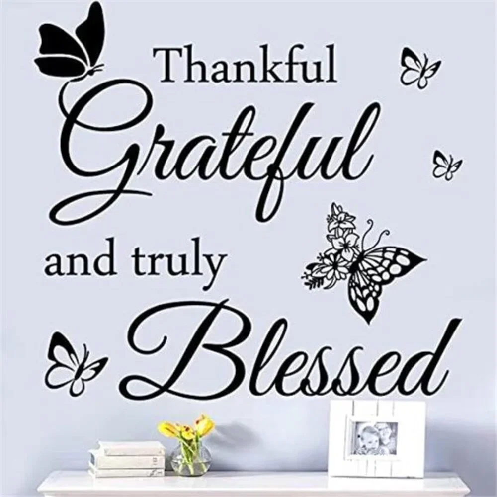 Inspirational Wall Decor Thankful Grateful Truly Blessed Vinyl Lettering Home